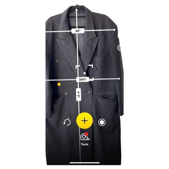 Cashmere Wool Moda Ritorno Wool Double Breast Long Coat in Black, Men's L/XL - Picture 4 of 6